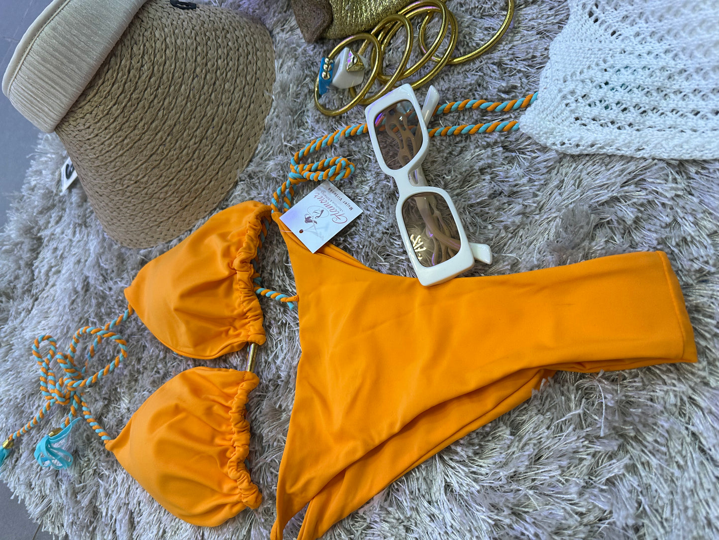 Orange and Teal Bikini