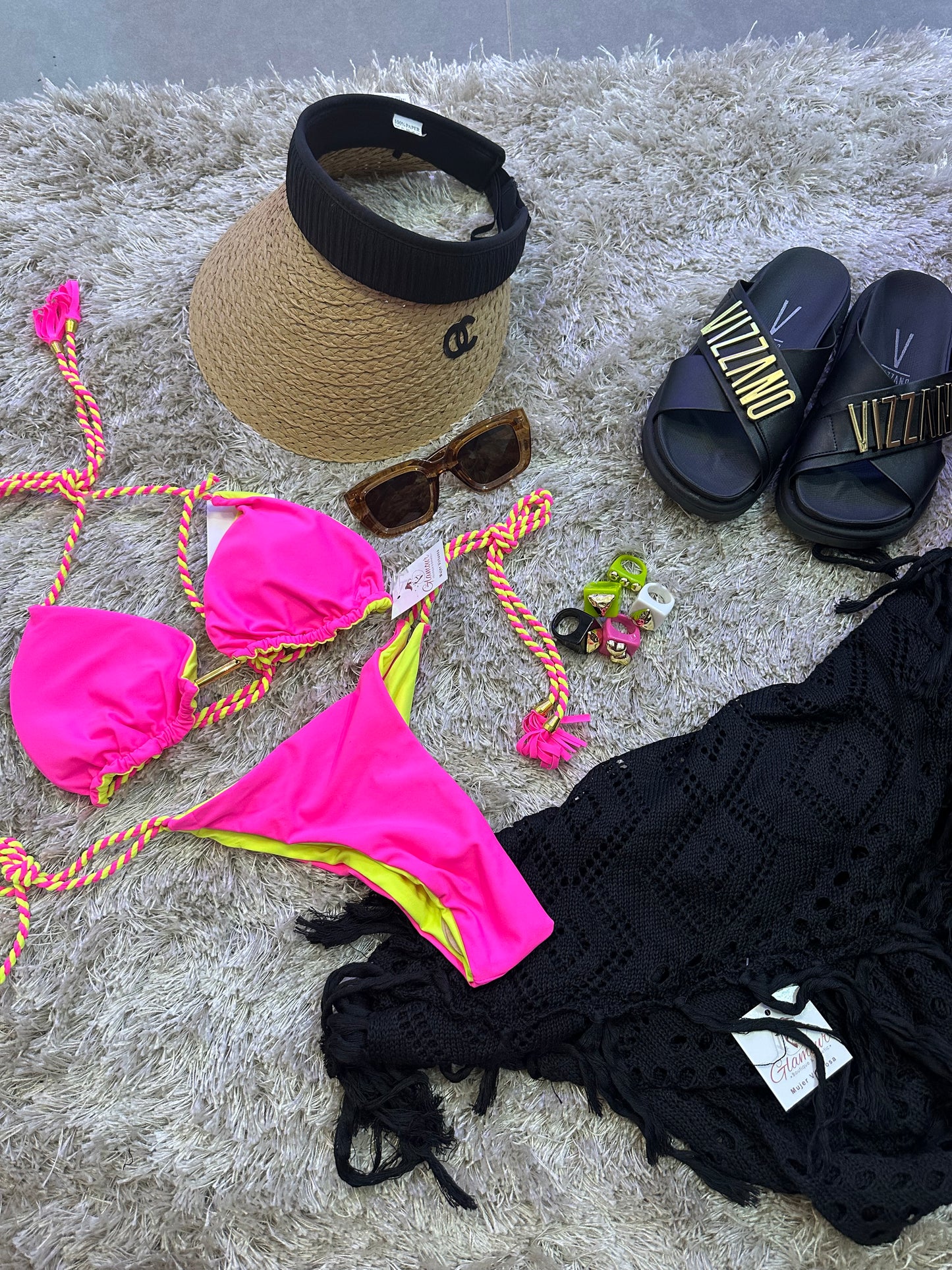 Fuchsia and Lime Green Bikini
