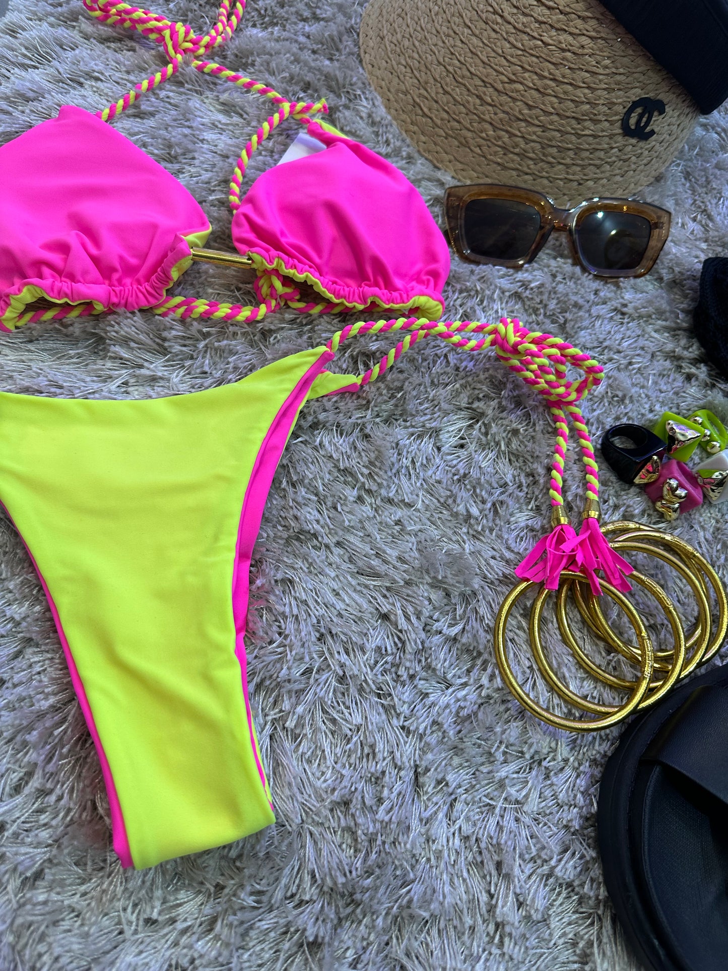 Fuchsia and Lime Green Bikini