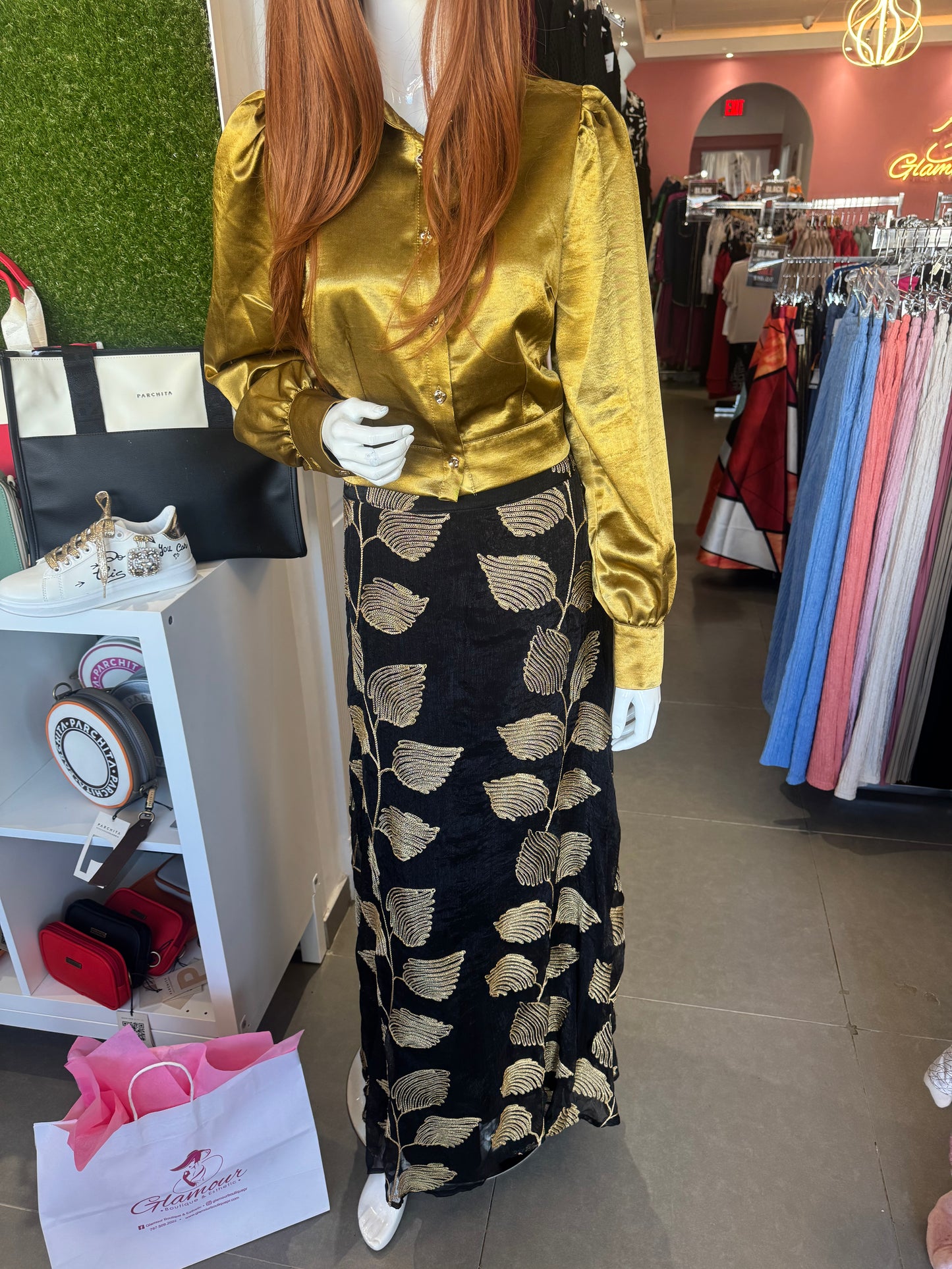 Gold glitter Skirt Set