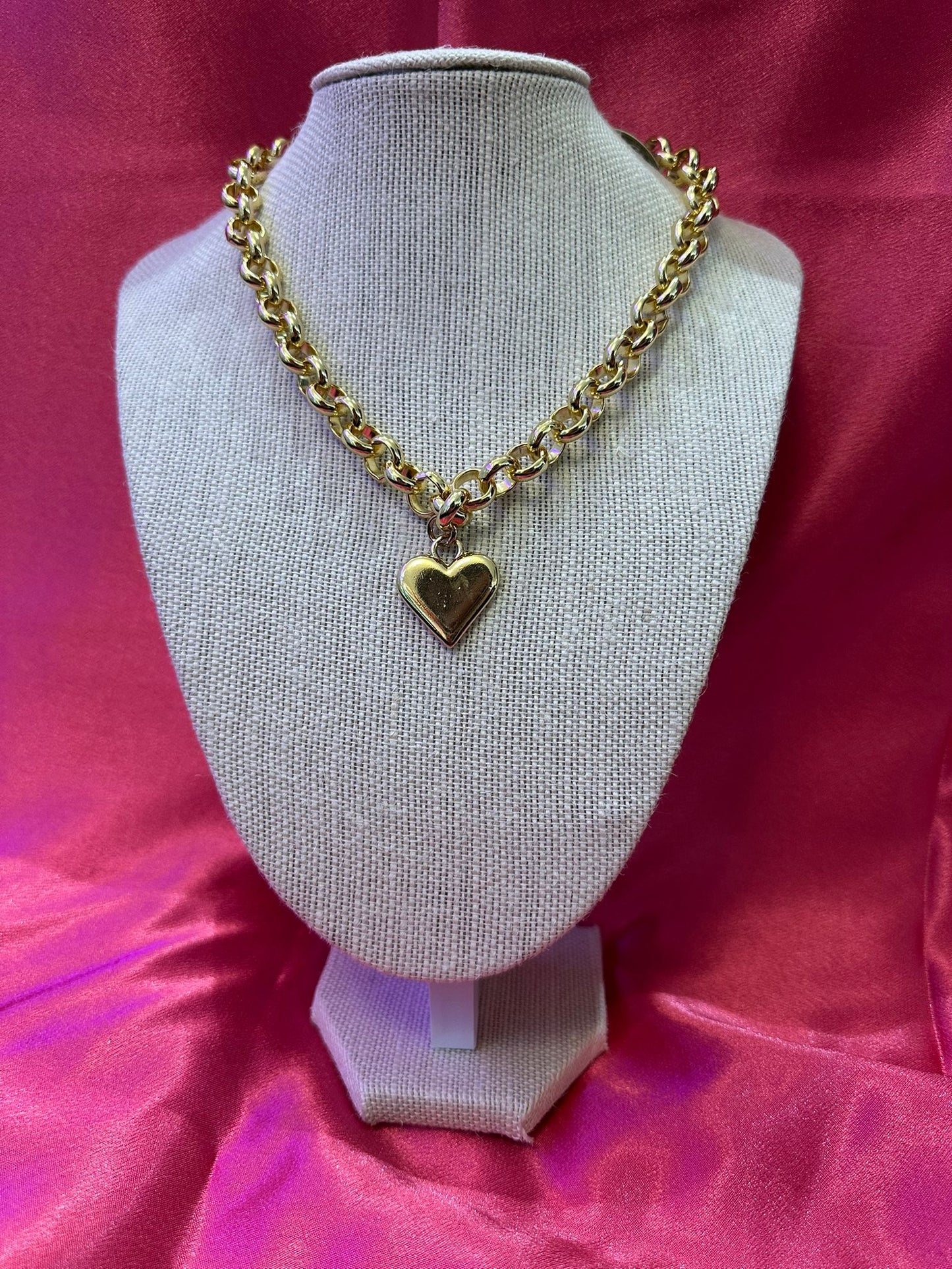 One Golden Heart Tucco Necklace