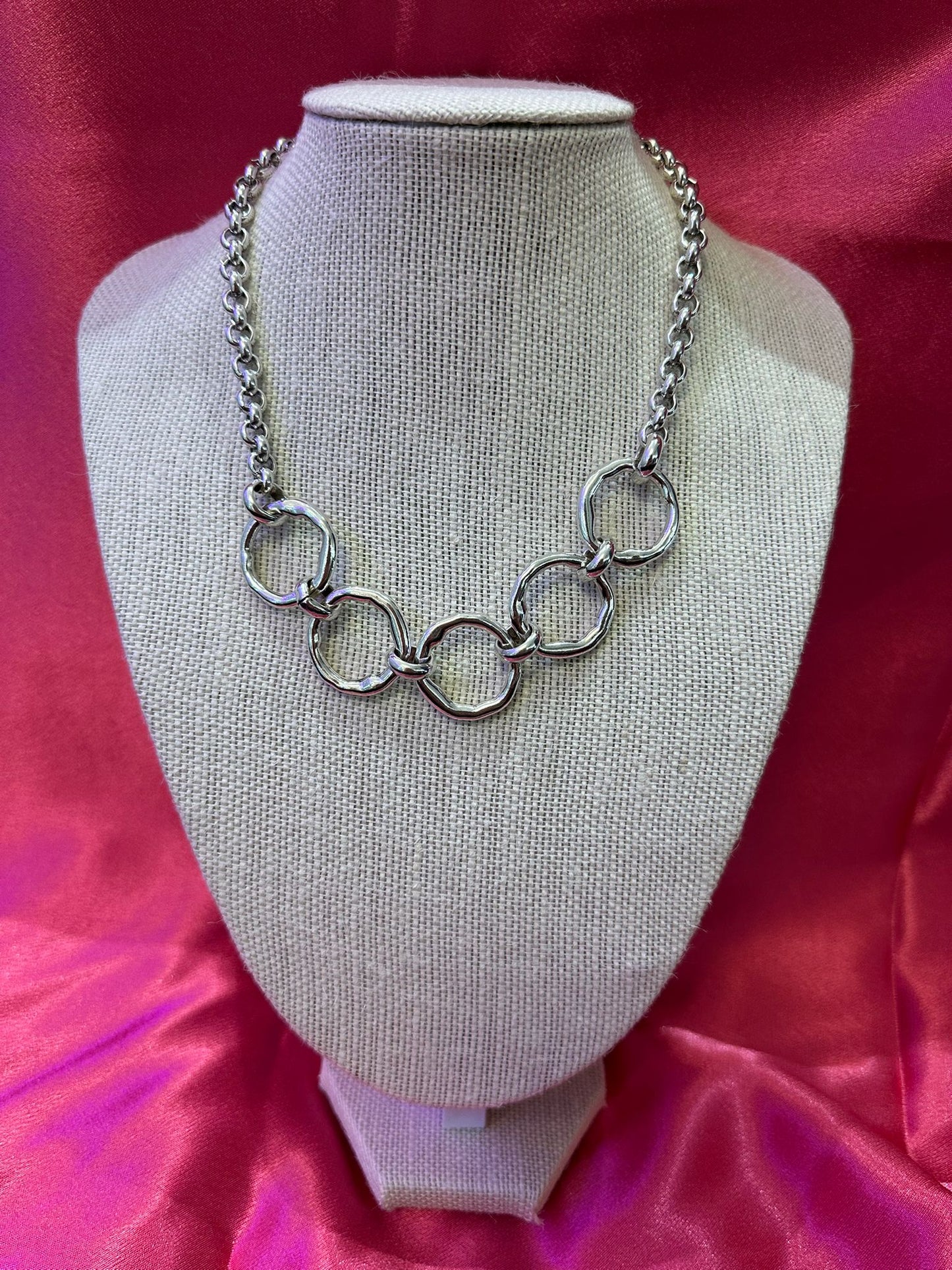 Silver Circles Tucco Necklace