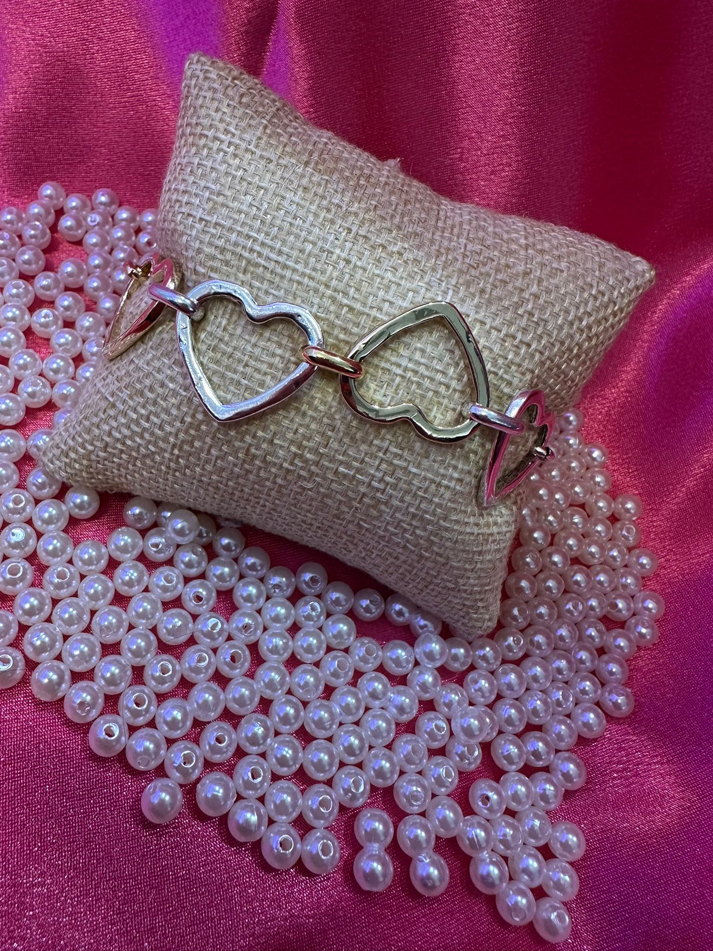 Bicolor Hearts Tucco Bracelet