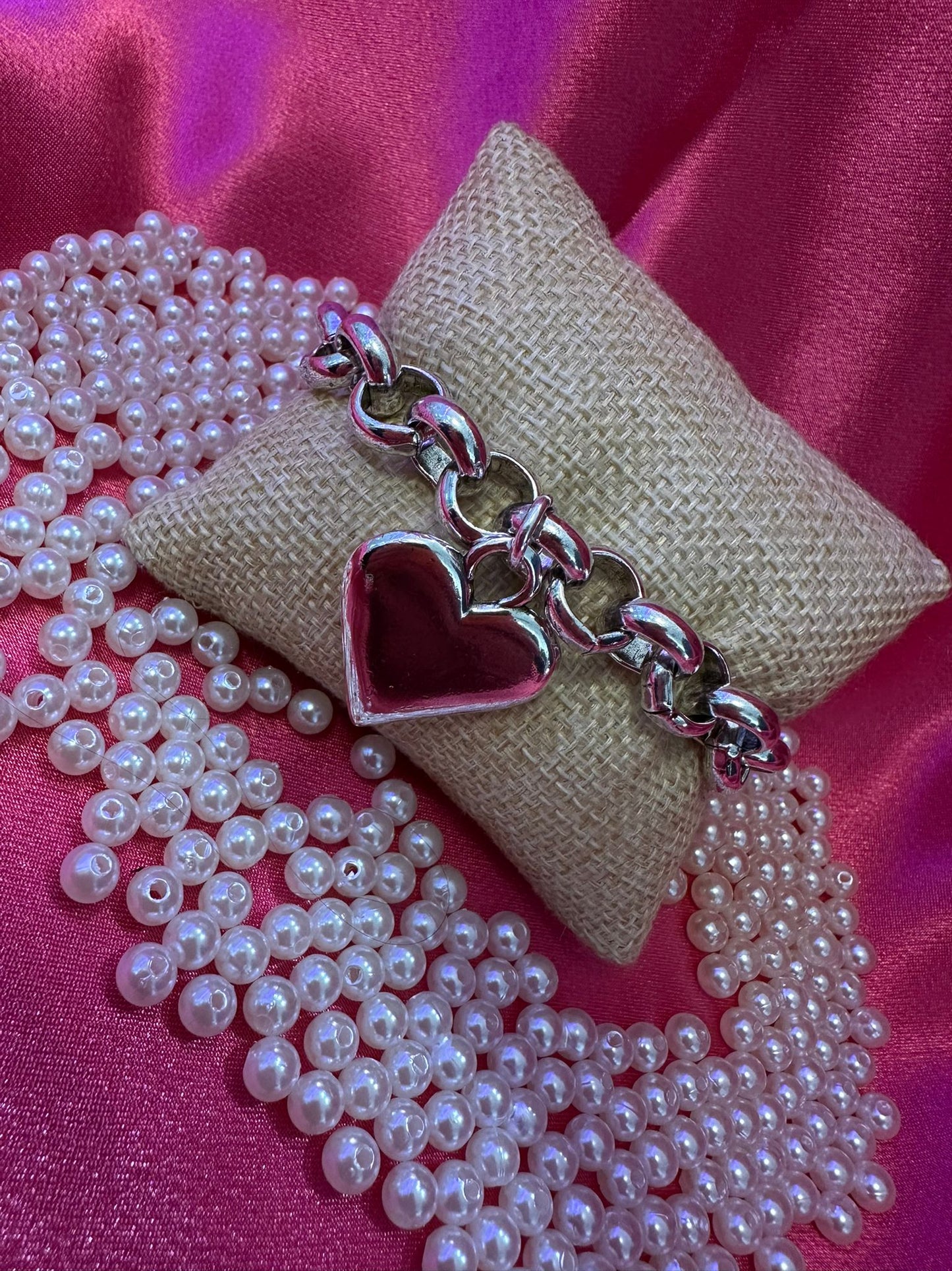 One Heart SIlver Tucco Bracelet