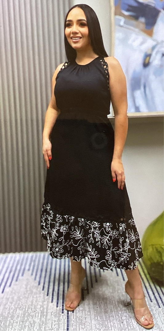 Black leaves dress