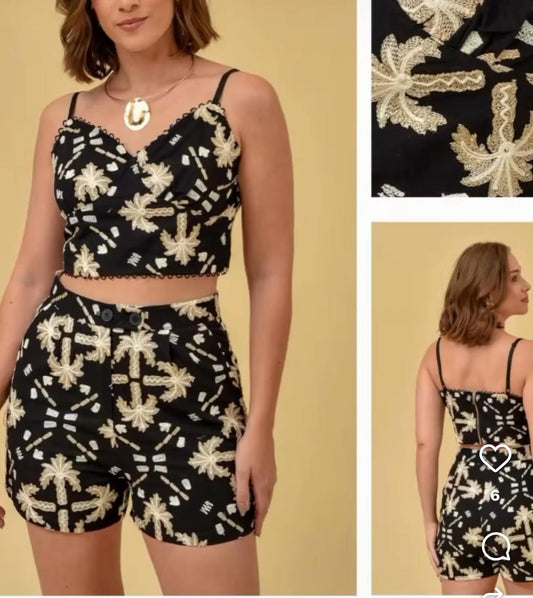 Set top corto y pantalones corto fino