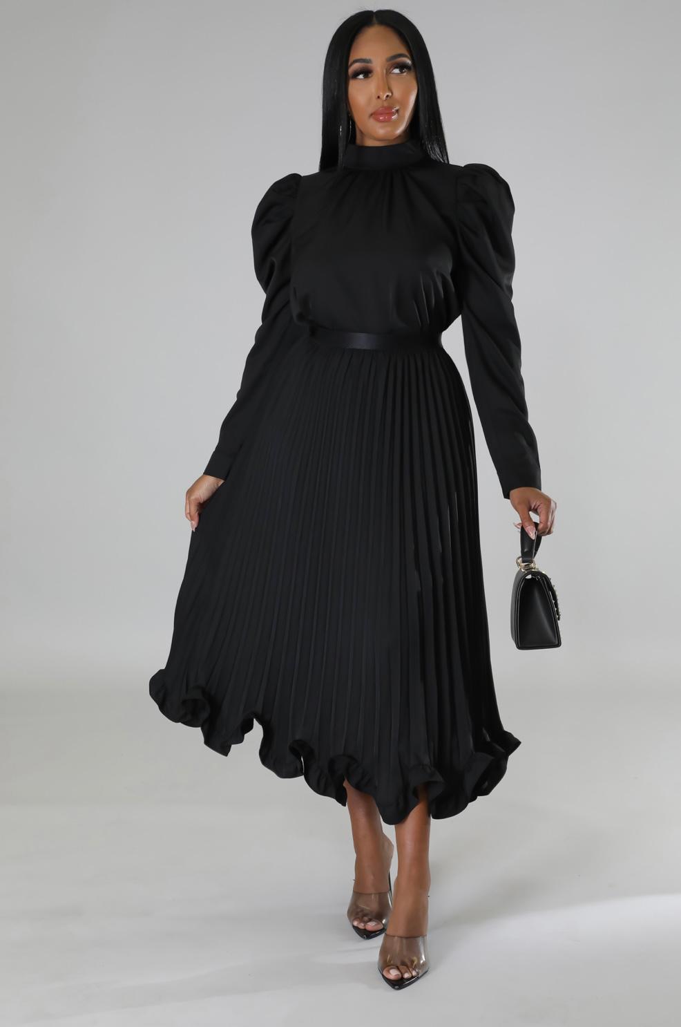 Turtleneck Pleated Dress