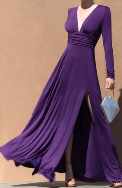 V-Neck Long Sleve Flowy Dress