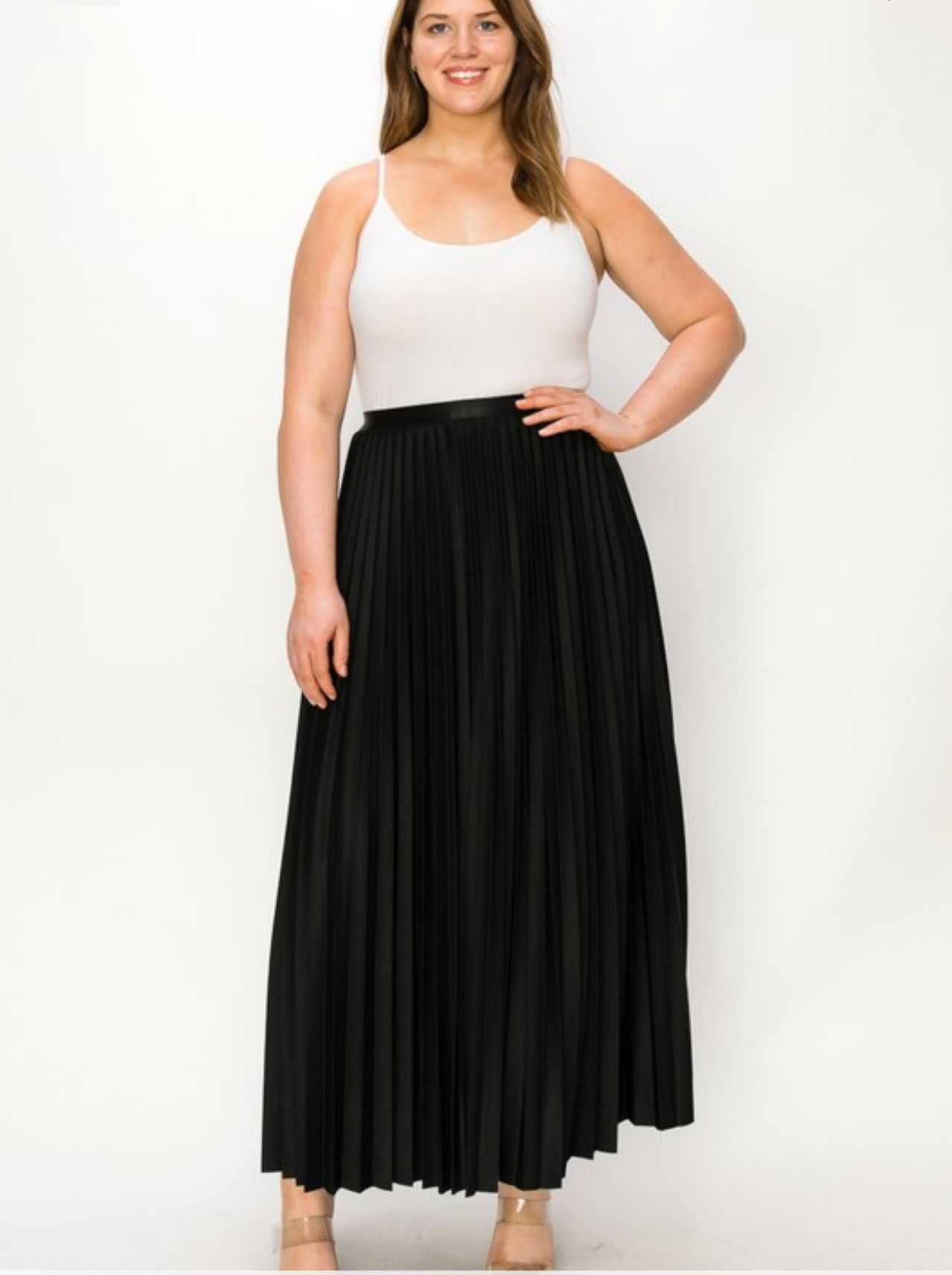 Long Pleated Maxi Skirt