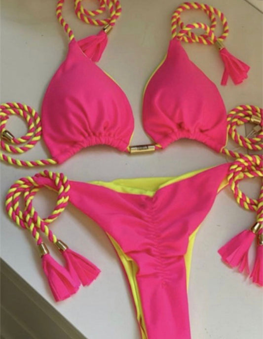 Fuchsia and Lime Green Bikini