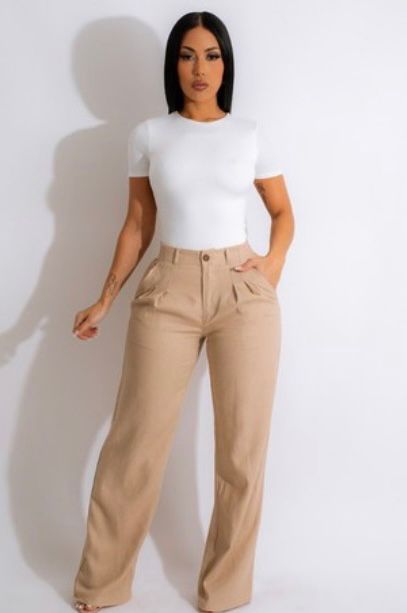 High Waisted Khakhi Pants